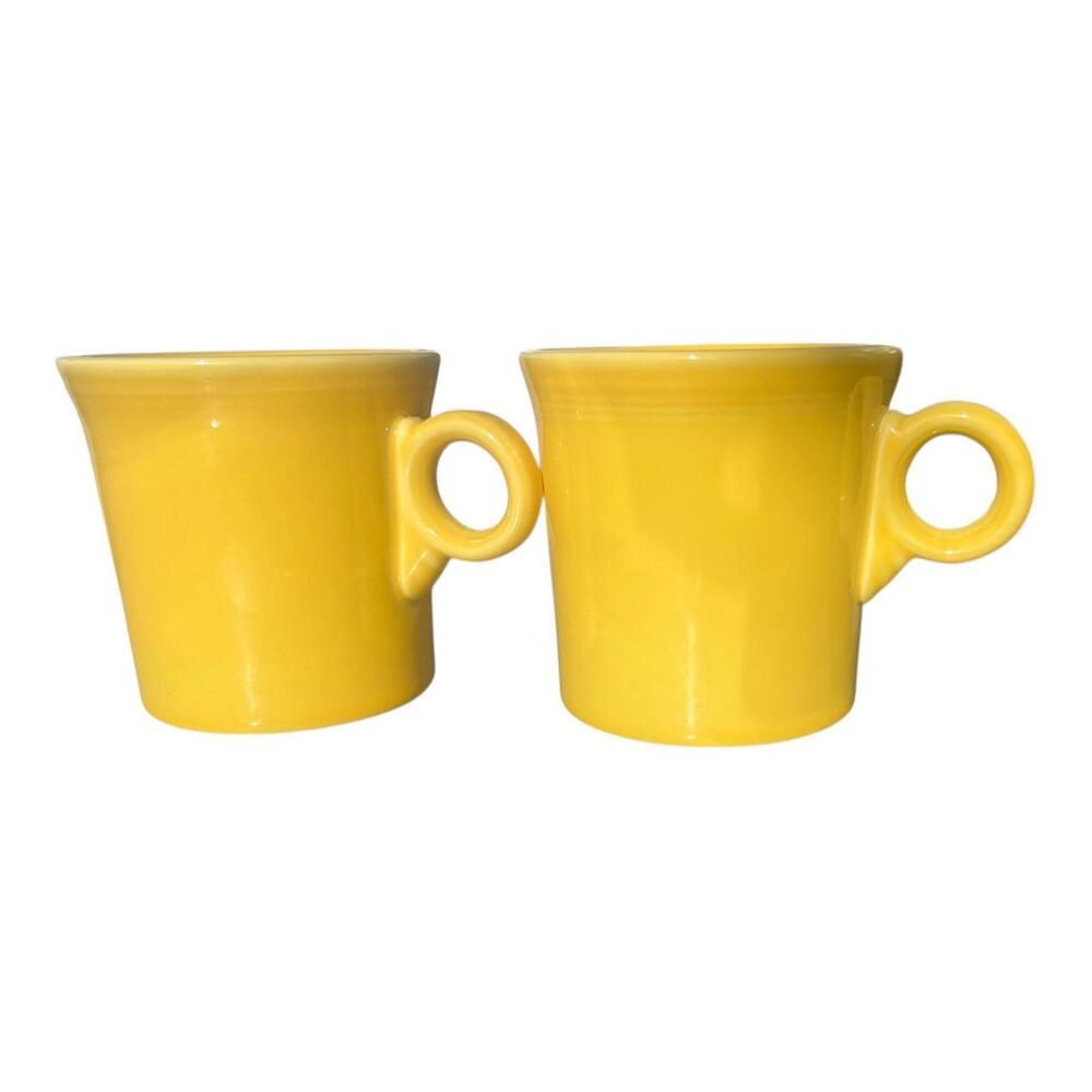 Homer Laughlin Fiesta Ware Sunflower Yellow Ring Handle Ceramic Mugs